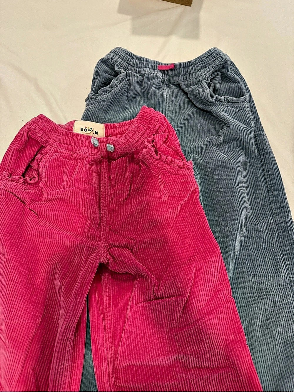 Mini Boden Corduroy Pants 2-Pair Set Pink & Blue Size 8-9Y